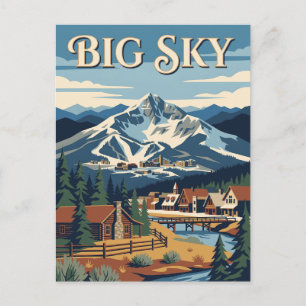 Big Sky Montana Alpine Retro Vintage Poster Postcard
