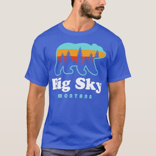 Big Sky Montana Bear Mountains Ski Trees T_Shirt