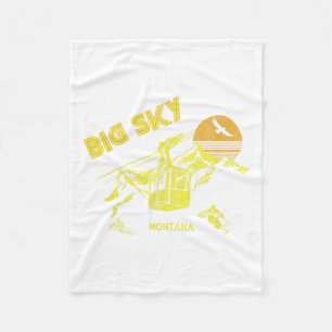 Big Sky Montana Distressed Retro Skiing Tee _1  Fleece Blanket