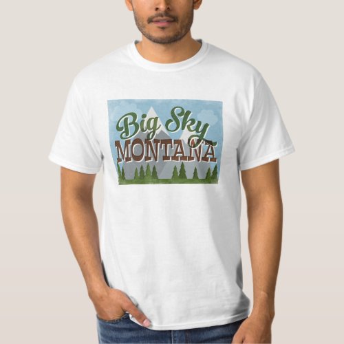 Big Sky Montana Fun Retro Snowy Mountains T_Shirt