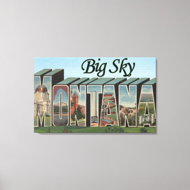 Big Sky, Montana - Large Letter Scenes Canvas Print (Front)