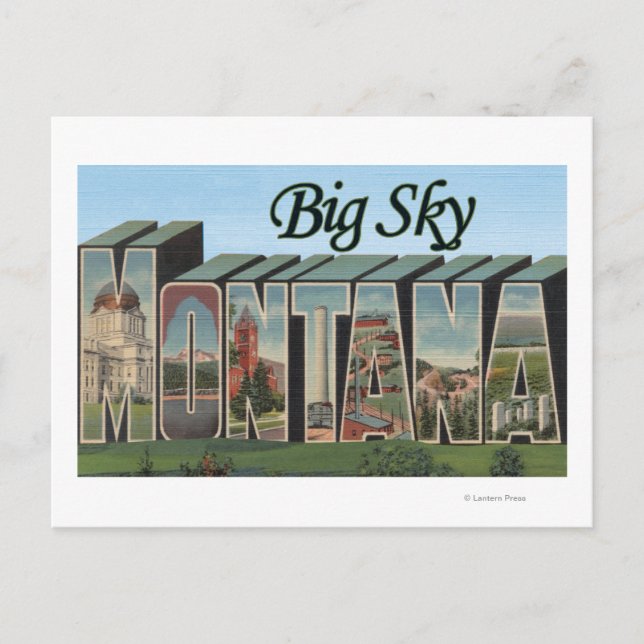 Big Sky, Montana - Large Letter Scenes Postcard (Front)