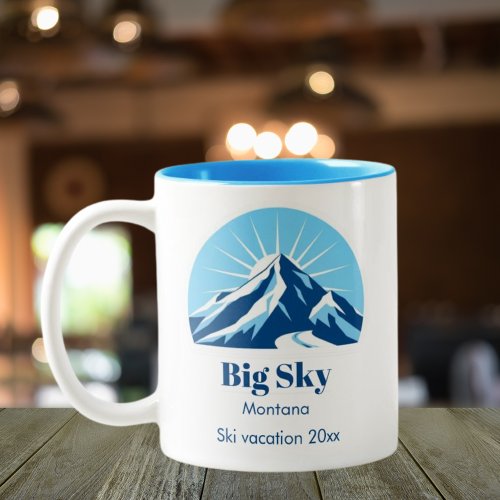 Big sky Montana lone Mountain ski souvenir Two_Tone Coffee Mug