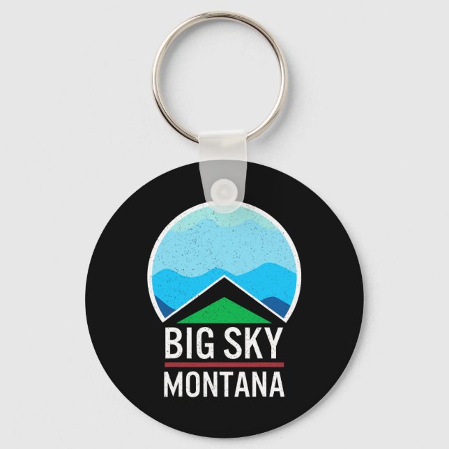 Big Sky Montana Ski Skiing Snowboarding Skier Snow Keychain (Front)