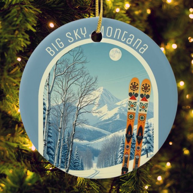 Big Sky Montana ski souvenir Rocky Mountains  Ceramic Ornament (Creator Uploaded)