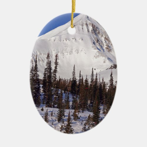 Big Sky Montana skiing and snowboarding resort Ceramic Ornament