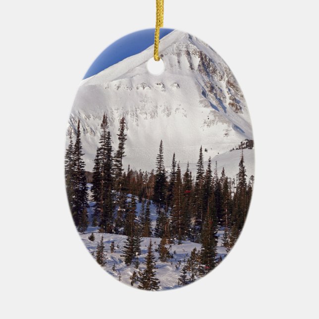 Big Sky Montana skiing and snowboarding resort Ceramic Ornament (Front)