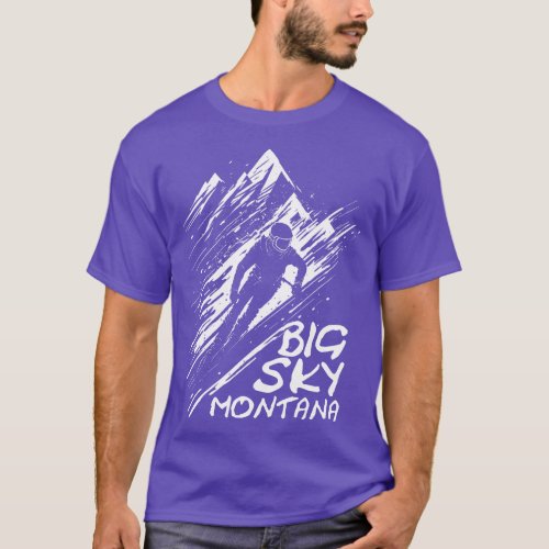 Big Sky Montana Skiing Graphic Art T_Shirt