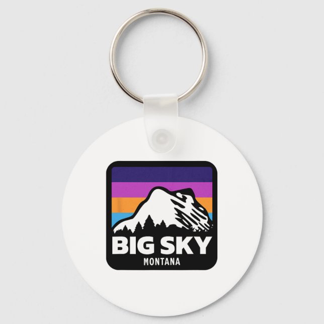 Big Sky Montana Skiing Snowboarding Family Ski  Keychain (Front)