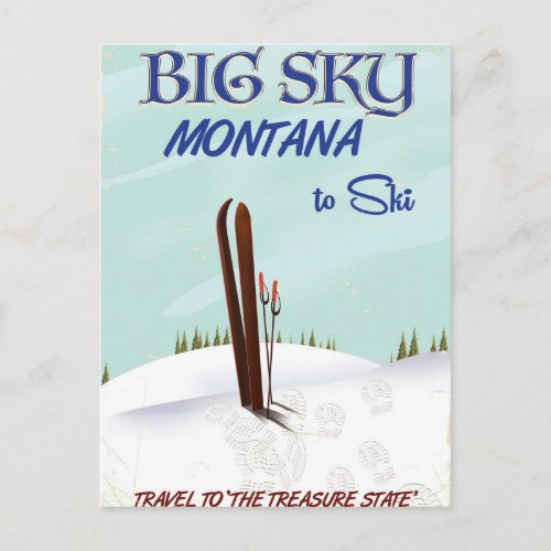 Big Sky Montana skiing travel poster Postcard