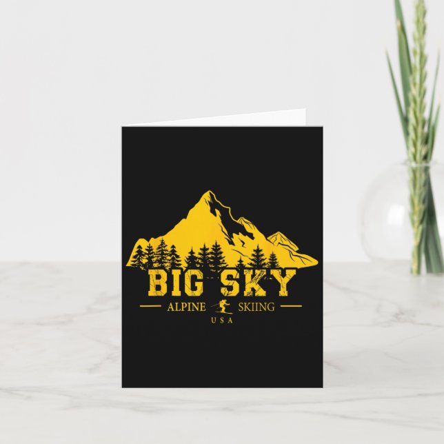 Big Sky Montana Usa Ski Resort Alpine Skiing Souve Card (Front)