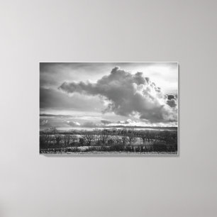 Big Sky Over Wiltshire, fine art black and white Canvas Print
