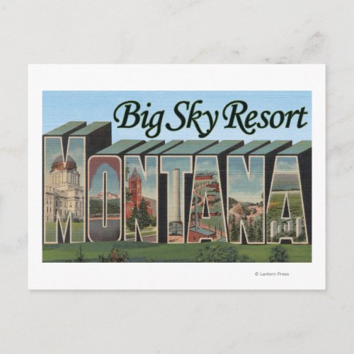 Big Sky Resort Montana _ Large Letter Scenes Postcard
