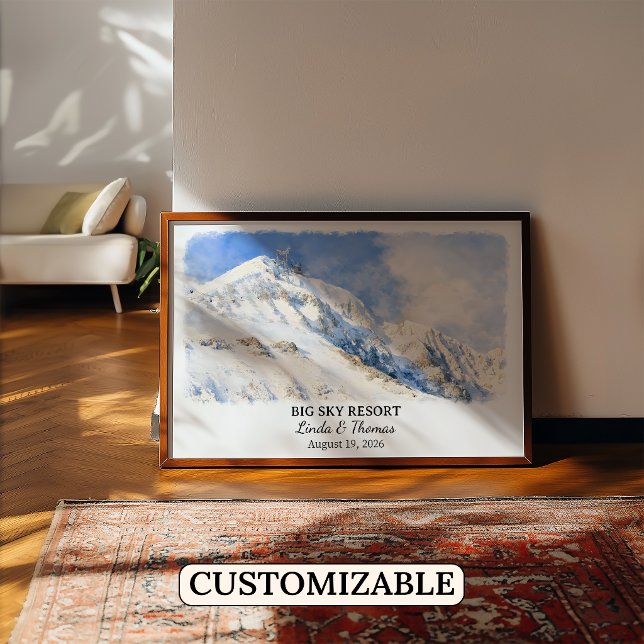 Big Sky Resort Montana Poster, Watercolor, Custom Poster (Creator Uploaded)
