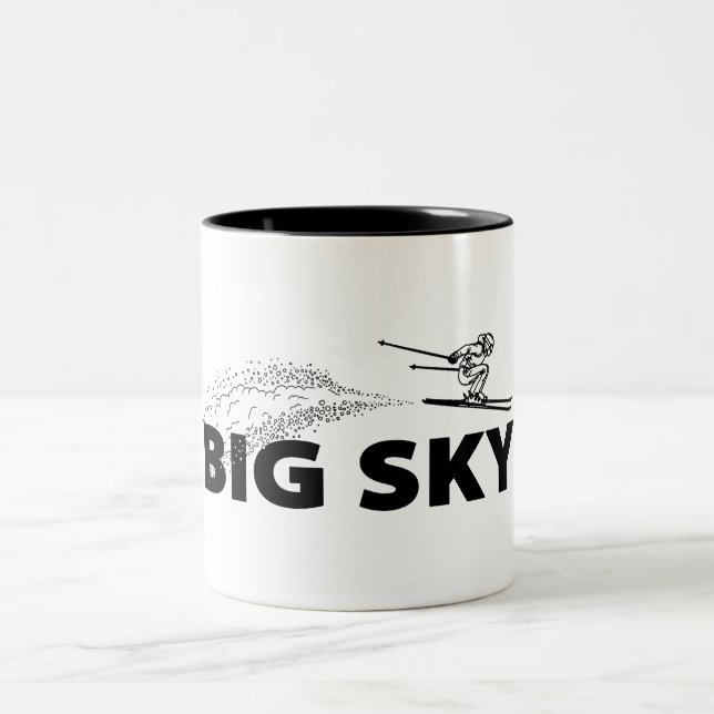 Big Sky Resort Montana Ski Jumper Two-Tone Coffee Mug (Center)