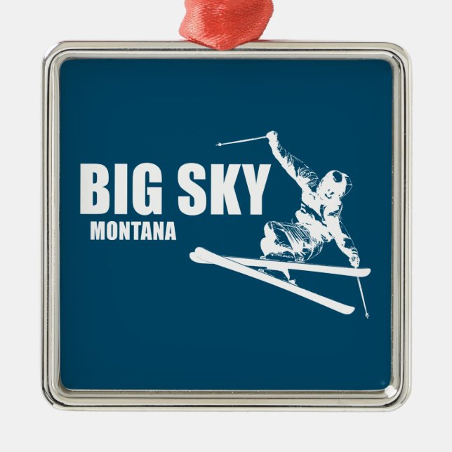 Big Sky Resort Montana Skier Metal Ornament (Front)