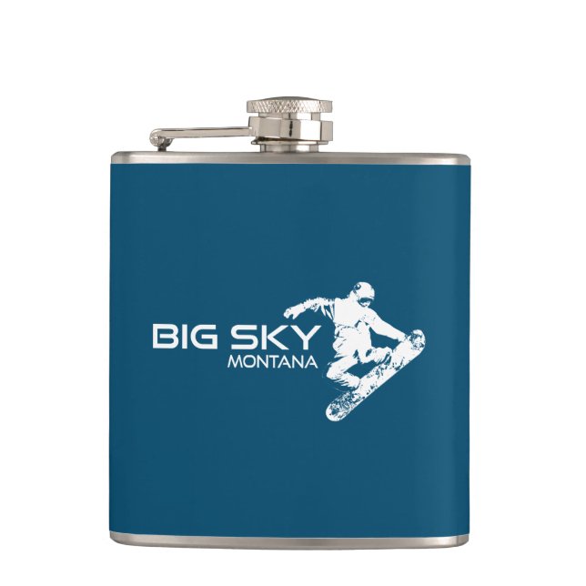 Big Sky Resort Montana Snowboarder Flask (Front)