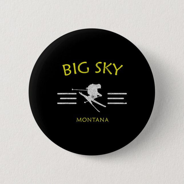 Big Sky Skiing Montana Ski Tee  Button (Front)