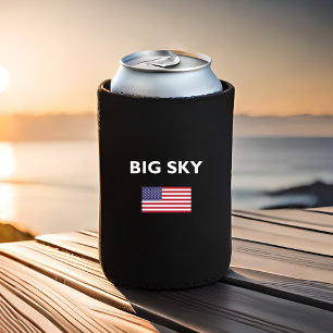Big Sky USA American Flag Dark Color Can Cooler