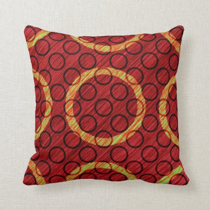 Big Small Circle Texture Wine Red Lime Green Throw Pillow