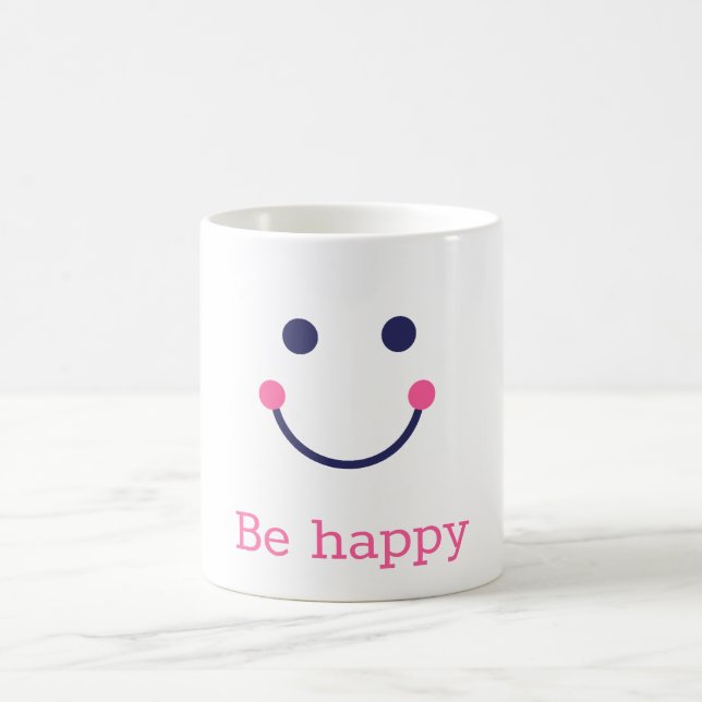 Big smile, be happy, personalized, your name coffee mug (Center)