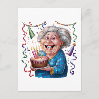 Big Smile Granny Birthday Announcement Postcard