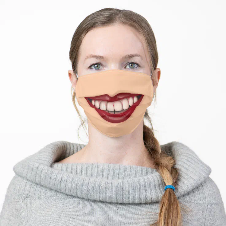 BIG SMILE on Flesh Color Funny Lips Adult Cloth Face Mask | Zazzle