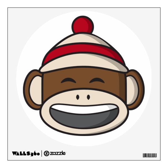 Big Smile Sock Monkey Emoji Wall Sticker