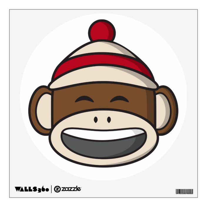 Big Smile Sock Monkey Emoji Wall Sticker Zazzle Com