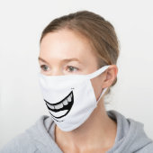 Big Smile White Cotton Face Mask (Angled)