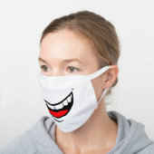 Big Smile White Cotton Face Mask (Angled)