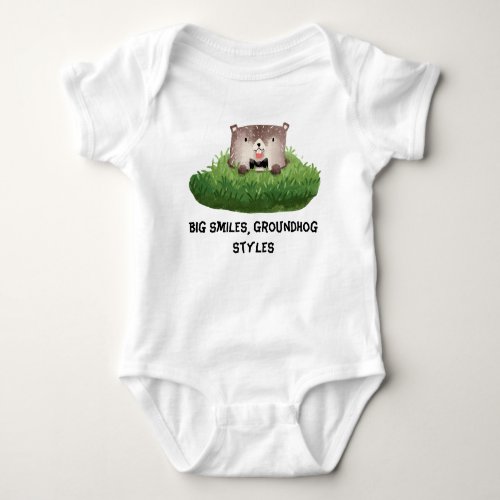 Big Smiles Groundhog Styles cartoon Baby Bodysuit