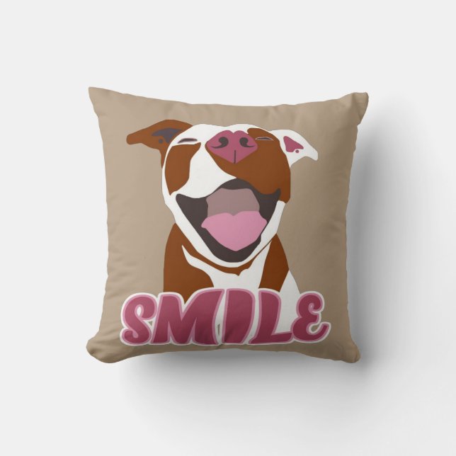 Big Smiles Pitbull - Throw Pillow (Front)