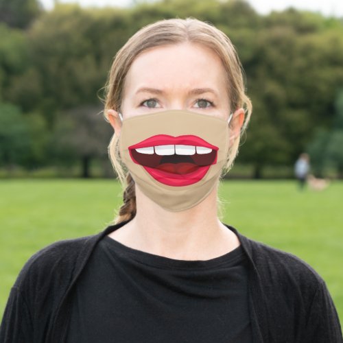 Big smiling mouth comic style adult cloth face mask