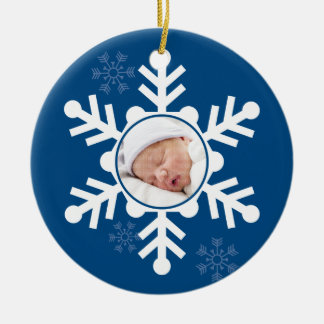 Big Snowflake: Navy Blue Ceramic Ornament