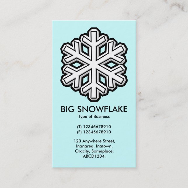 Big Snowflake - Pale Blue (CCFFFF) Business Card (Front)