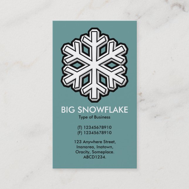 Big Snowflake - Turquoise Gray (669999) Business Card (Front)