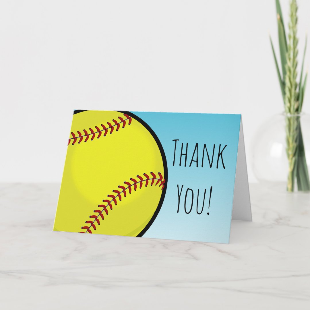 Big Softball Custom You Thank You Card | Zazzle