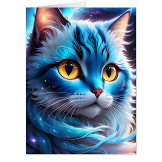 Big space cat art Birthday Greeting card