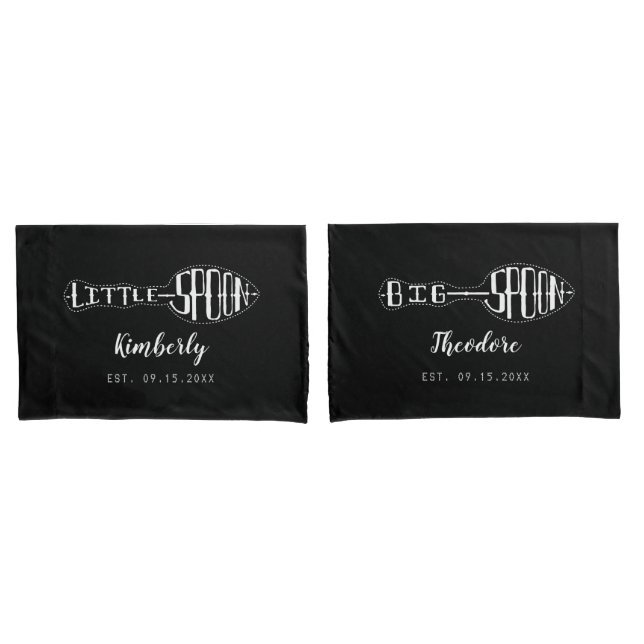 Big Spoon Little Spoon Anniversary Wedding Couples Pillow Case (Front-Set)