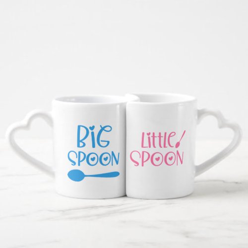 Big Spoon Little Spoon For Couples pink and blue Coffee Mug Set