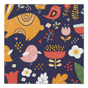 Big spring Easter collection of flowers, leaves, b Faux Canvas Print