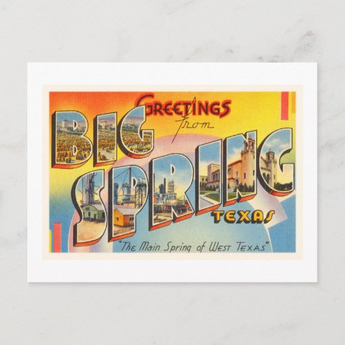 Big Spring Texas TX Old Vintage Travel Souvenir Postcard