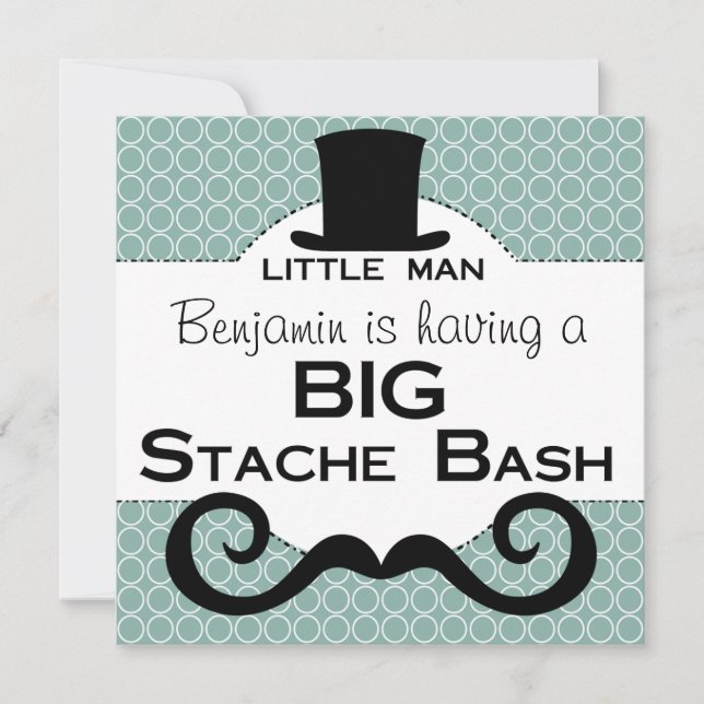 BIG Stache Bash Birthday Invitations (Front)