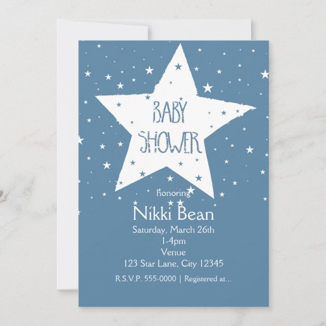 Big Star BABY SHOWER Celestial Sky Invitations (Front)