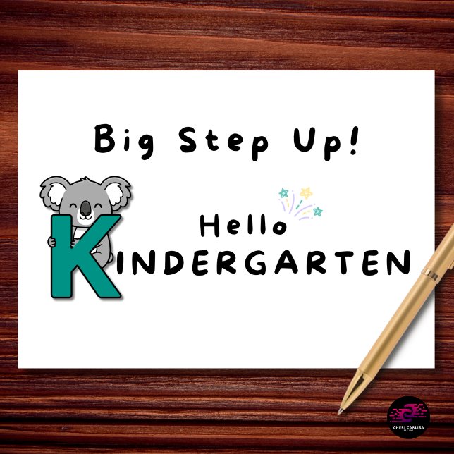 Big Step Up Hello Kindergarten Graduation Card (Big step up—hello kindergarten! 🎓🐨)