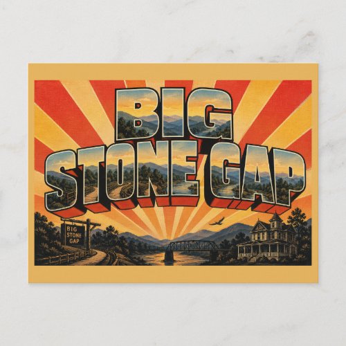 Big Stone Gap VA River Trail Mountains Art Postcard