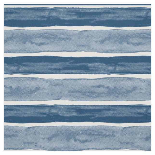 BIG STRIPE Blue Cabana Watercolor Stripe Fabric (Swatch)