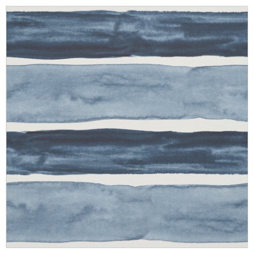BIG STRIPE Indigo Watercolor Stripe Pattern Fabric