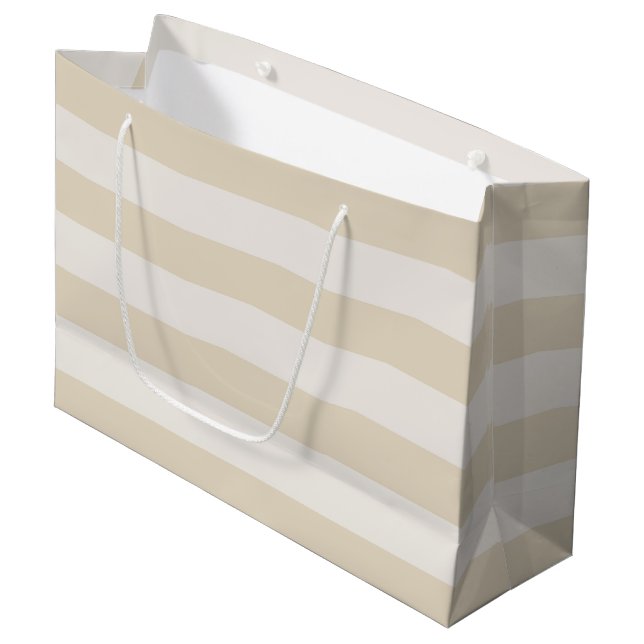 Big Stripes Beige Ivory Large Gift Bag (Front Angled)
